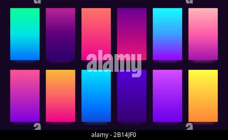 Gradient background. Colorful gradients, blurred colors and vivid smartphone backdrop vector backgrounds collection Stock Vector