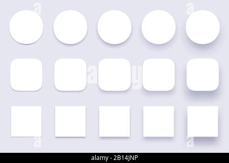 Button shadows. Simple shape shadow, clear buttons badges and miscellaneous shapes material shadows isolated 3d realistic vector set Stock Vector