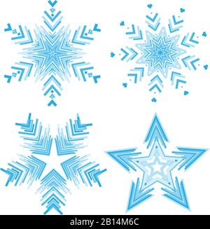 A set of blue textured  snowflakes Stock Vector