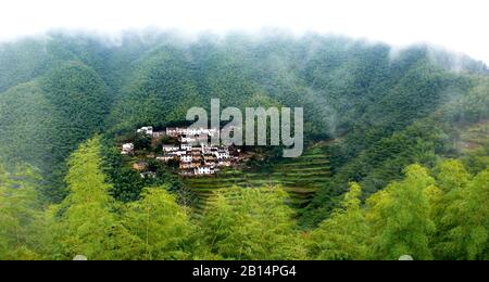 An ancient village in the deep mountains of Mukeng Village, Yixian County, Huangshan City, Anhui Province, China. is a famous tourist destination. Stock Photo