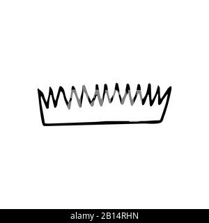 Bamboo comb. Zero waste material for durable use. Useful qualities for hair. Black and white doodle style illustration Stock Vector