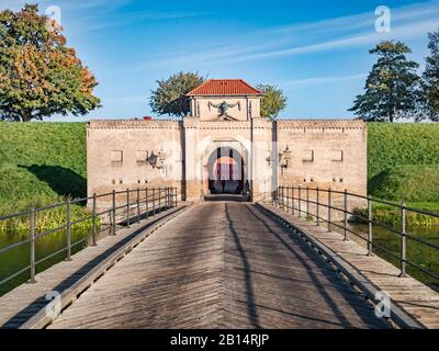 23 September 2018: Copenhagen, Denmark - The main entrance of Kastellet, a 17th Century fortress which is still an active military establishment. Stock Photo