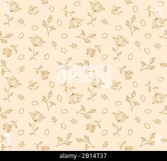 Easter egg seamless beige hand made pattern. for clothes, card, paper. Duotone background Stock Vector