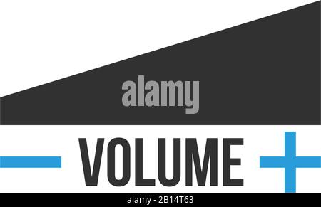 Volume levels icon frow low to high, plus and minus indicators. Stock Vector illustration isolated on white background. Stock Vector