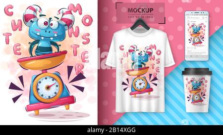 Horror monster poster and merchandising Stock Vector