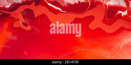 Acrylic abstract painting in red and white representing movement Stock Photo