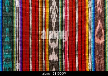 Detail of a traditional Mayan Guatemalan woven colorful striped fabric Stock Photo