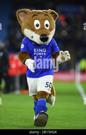 LEICESTER, ENGLAND - FEBRUARY 22ND Leicester City mascot, Filbert fox during the Premier League match between Leicester City and Manchester City at the King Power Stadium, Leicester on Saturday 22nd February 2020. (Credit: Jon Hobley | MI News) Photograph may only be used for newspaper and/or magazine editorial purposes, license required for commercial use Credit: MI News & Sport /Alamy Live News Stock Photo