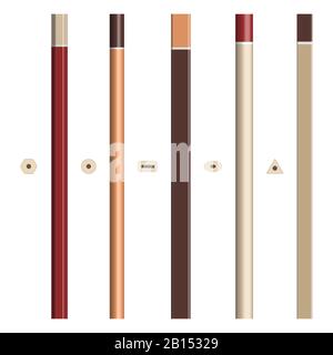 Set of various pencils for sketching. Front view, vector illustration. Stock Vector