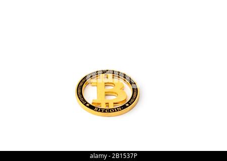 gold bitcoin physical isolated on white background Stock Photo
