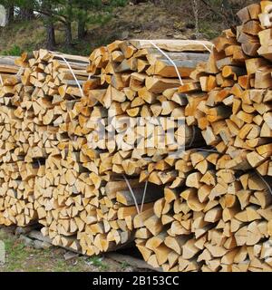 Holzstapel - stack of wood 47 Stock Photo