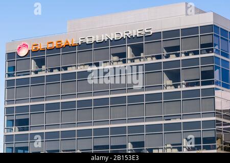 Feb 18, 2020 Santa Clara / CA / USA - GlobalFoundries headquarters in Silicon Valley; GlobalFoundries is an American semiconductor foundry created by Stock Photo