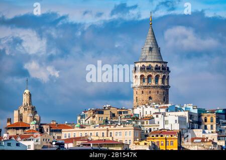 View of Galata Tower and the Karaköy district, Istanbul, Turkey Stock Photo
