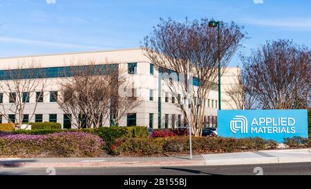 Feb 20, 2020 Santa Clara / CA / USA - Applied Materials headquarters in Silicon Valley; Applied Materials, Inc. is an American corporation operating i Stock Photo
