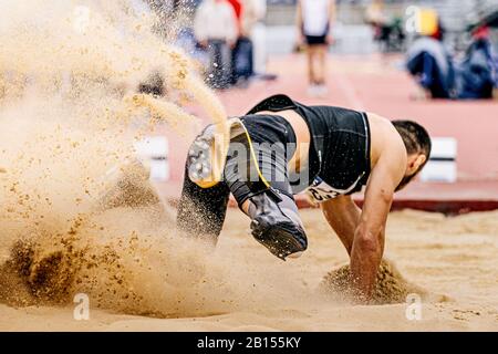 long jump in para athletics athlete with disability in prosthetic Stock Photo