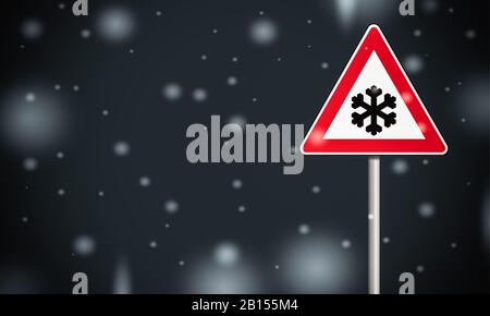 snow warning sign Stock Photo