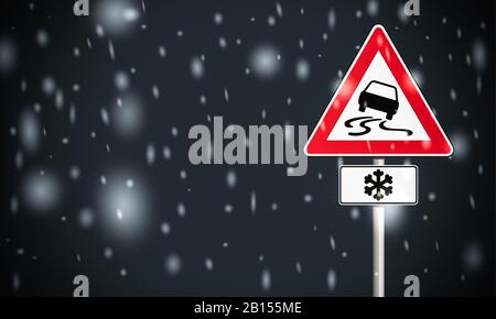 snow warning sign Stock Photo