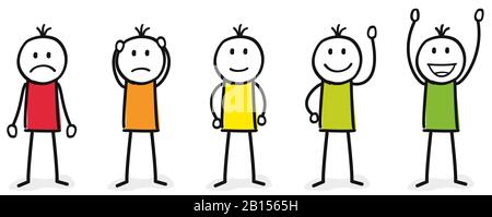 five different people with different mood Stock Vector