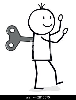 wind up figure worker Stock Vector