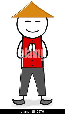 chinese man costume Stock Vector