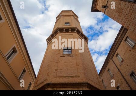 Torre del passero solitario in Recanati, Italy  (Solitary Robin Tower in Recanati) Stock Photo