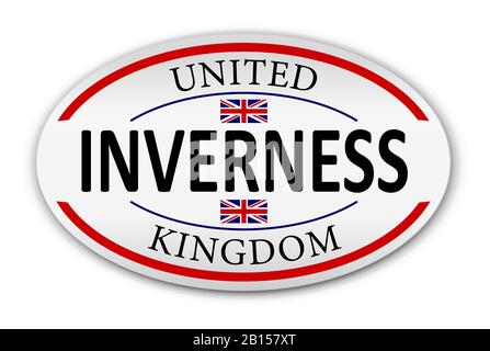 logo badge with the text INVERNESS UK over a white background Stock Vector