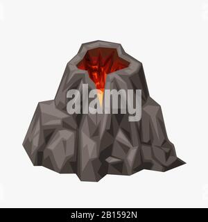 cartoon volcano isolated on white Stock Vector