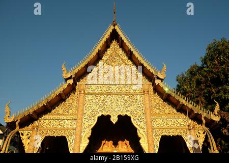 Chiang Mai Thailand - Temple Chiang Man golden roof in early morning Stock Photo