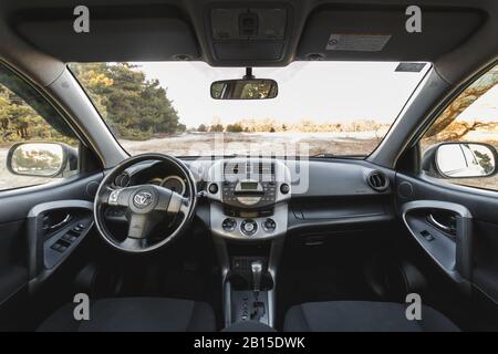 DNIPRO, UKRAINE - FEBRUARY 19, 2020: TOYOTA RAV4 2006 GREY COLOR, INTERIOR Stock Photo