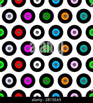 A typical 45 rpm vinyl record background as a seamless repeating pattern Stock Vector