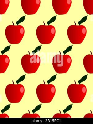 Red juicy apples in a seamless repeating pattern Stock Vector