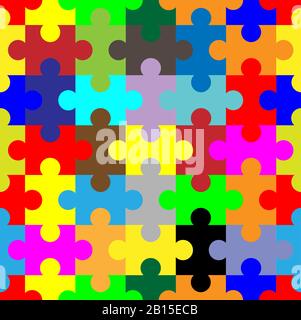 A mult color jigsaw puzzle as a seamless pattern Stock Vector