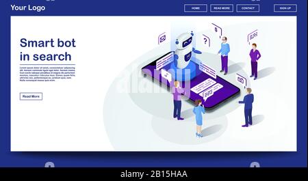 Chatbot webpage vector template Stock Vector