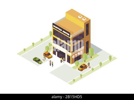Shopping mall isometric color vector illustration Stock Vector