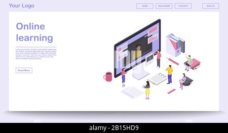 Online learning webpage vector template Stock Vector