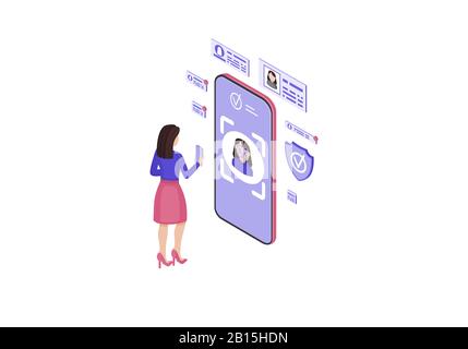 Faceprint analysis application illustration Stock Vector