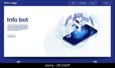 Chatbot webpage vector template Stock Vector