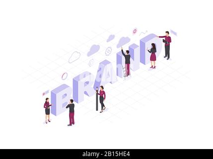 Brand isometric color vector illustration Stock Vector