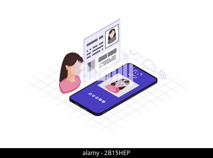 Faceprint analysis application illustration Stock Vector