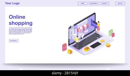 Online shopping webpage vector template Stock Vector