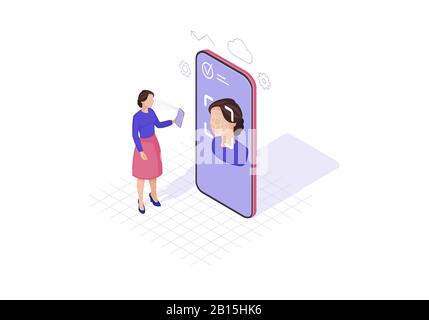 Faceprint analysis isometric vector illustration Stock Vector