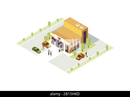 Supermarket isometric color vector illustration Stock Vector