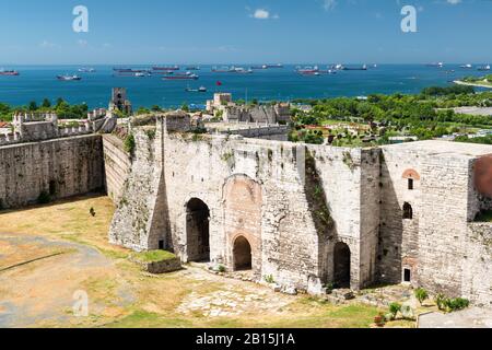 Famous Golden Gate of Constantinople in Istanbul, Turkey. Inside the Yedikule fortress. Stock Photo