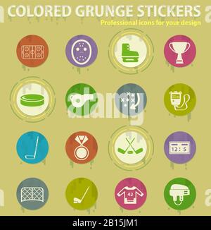 hockey colored grunge icons Stock Vector
