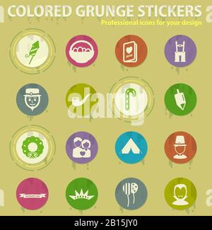 holidays colored grunge icons Stock Vector