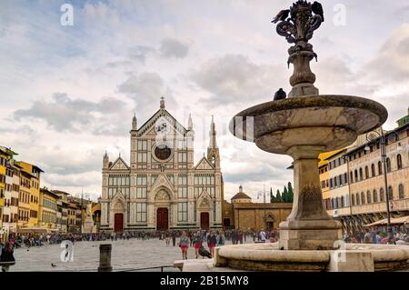 FLORENCE, ITALY - MAY 11, 2014: The Basilica di Santa Croce (Basilica of the Holy Cross), built in the 15th century. This is one of the main attractio Stock Photo