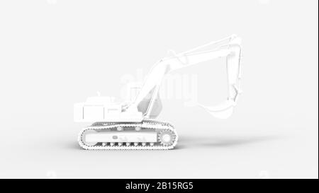 3D rendering of a computer model of an excavator isolated on a grey background Stock Photo