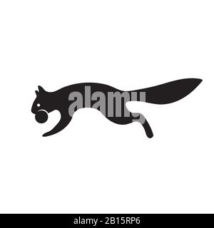 The icon of a squirrel with a nut on a white isolated background. Vector image Stock Vector
