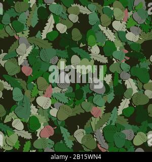 Seamless pattern of acorn and oak leaves. Vector image Stock Vector