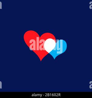 Romantic hearts isolated on dark blue background. Colored hearts icon. Love symbol. Happy valentines day and wedding design elements. Element vector i Stock Vector